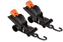 Retractable Ratchet Straps with Pro Rack Mount Brackets.  1" W x 6' L - Pair